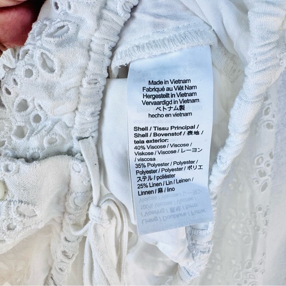 J.Crew White Eyelet Cropped Blouse Drawstring Hem L NWT - Picture 10 of 10